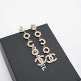 Chanel Coco Drop Earrings Pearl Crystal CC in Gold