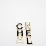 Chanel Cha-Nel Logo Drop Earrings Letter in Brass & Enamel – 2022 Collection