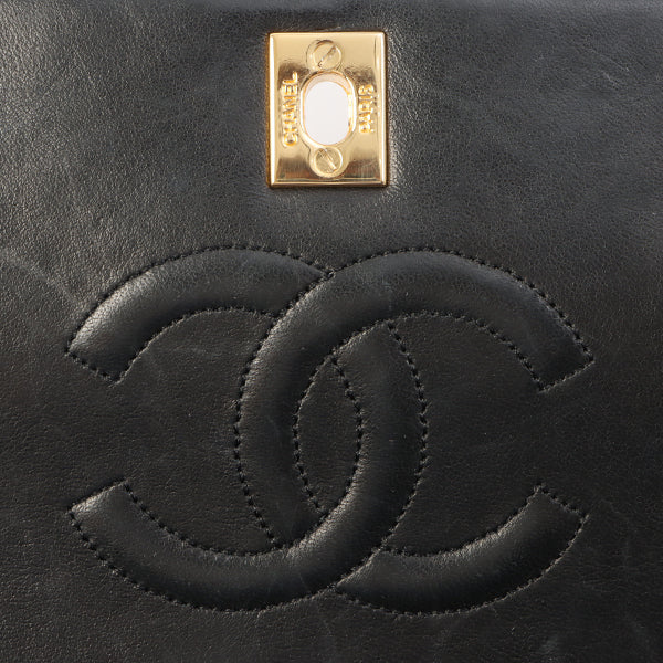 Chanel Around 1990 Made Full Flap Chain Bag 23Cm Black