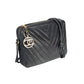 Chanel Chevron Shoulder Bag Black Lambskin