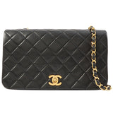 Chanel Around 1990 Made Full Flap Chain Bag 23Cm Black