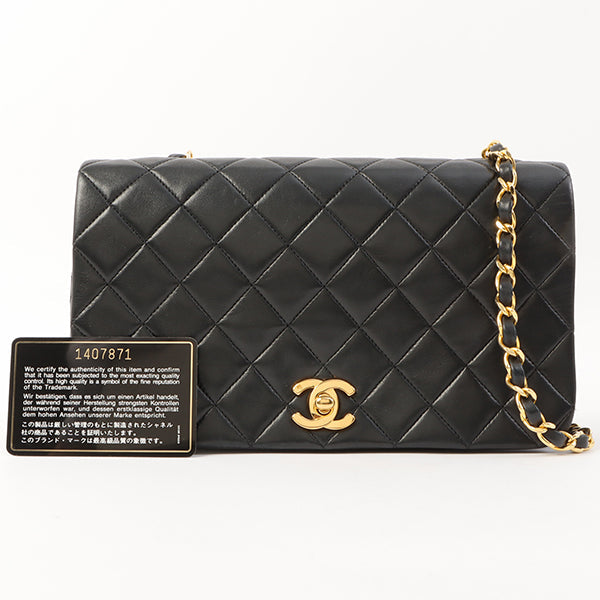 Chanel Around 1990 Made Full Flap Chain Bag 23Cm Black