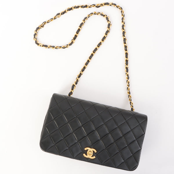Chanel Around 1990 Made Full Flap Chain Bag 23Cm Black