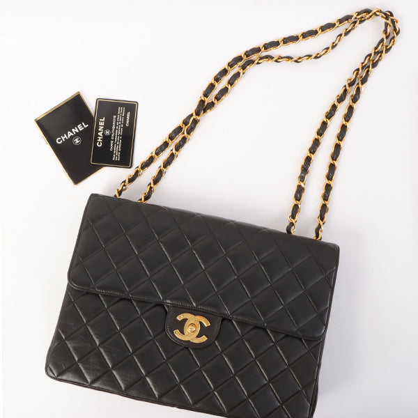 Chanel Around 1997 Made Classic Flap Chain Bag Jumbo Black