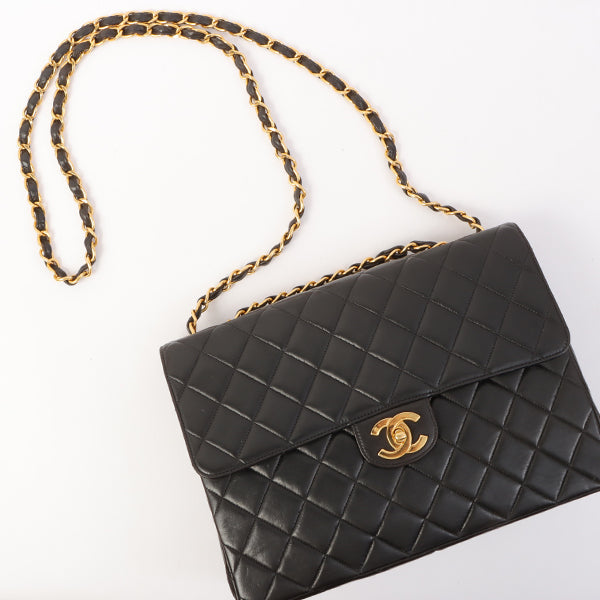 Chanel Around 1997 Made Classic Flap Chain Bag Jumbo Black