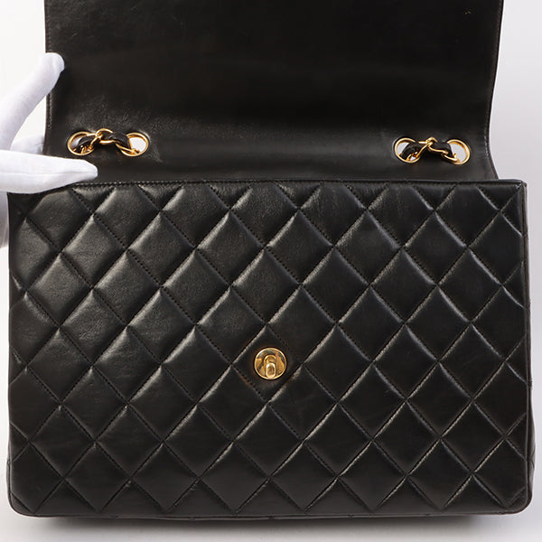 Chanel Around 1997 Made Classic Flap Chain Bag Jumbo Black