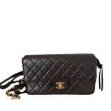 Chanel Chocolate Brown Lambskin Leather Shoulder Flap Blackpack   Gold HW