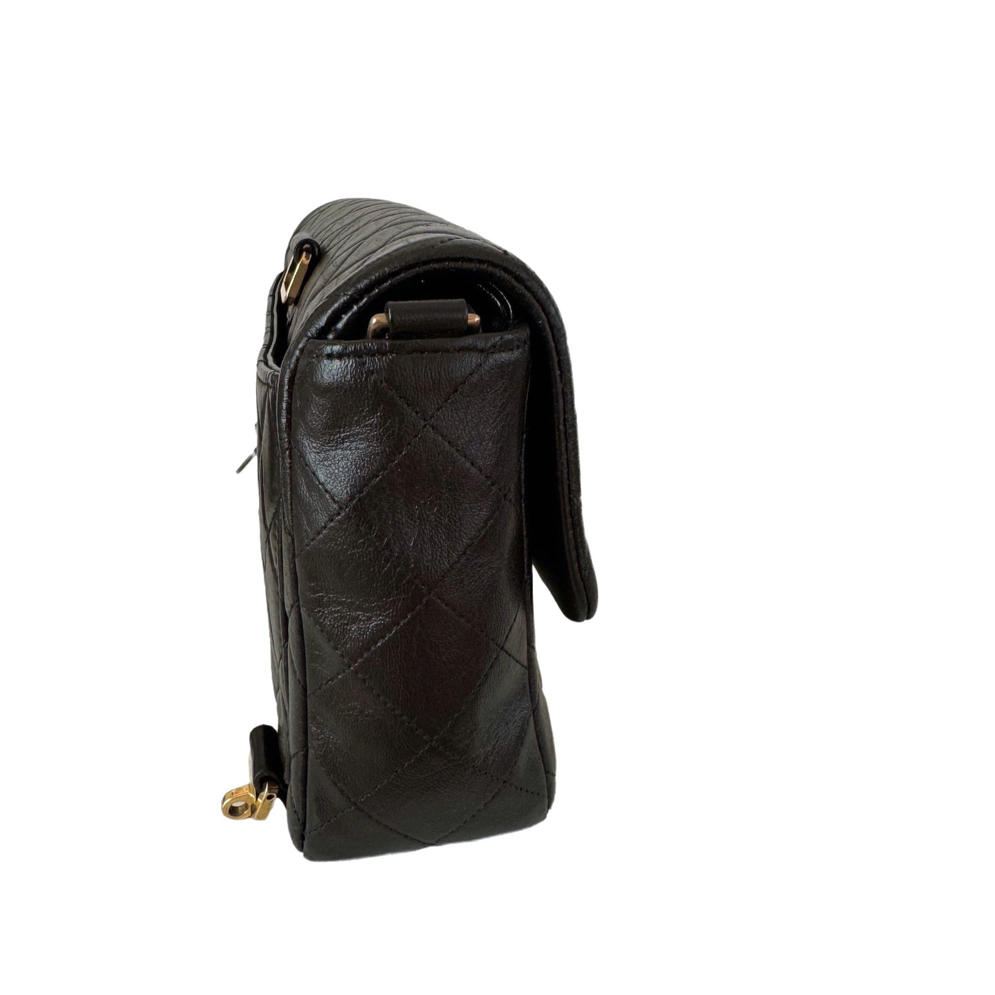 Chanel Chocolate Brown Lambskin Leather Shoulder Flap Blackpack   Gold HW