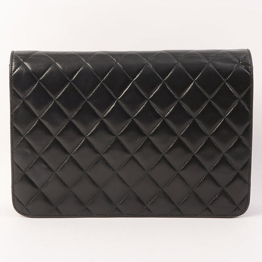 Chanel Around 2001 Made Straight Flap Turn-Lock Chain Bag Black