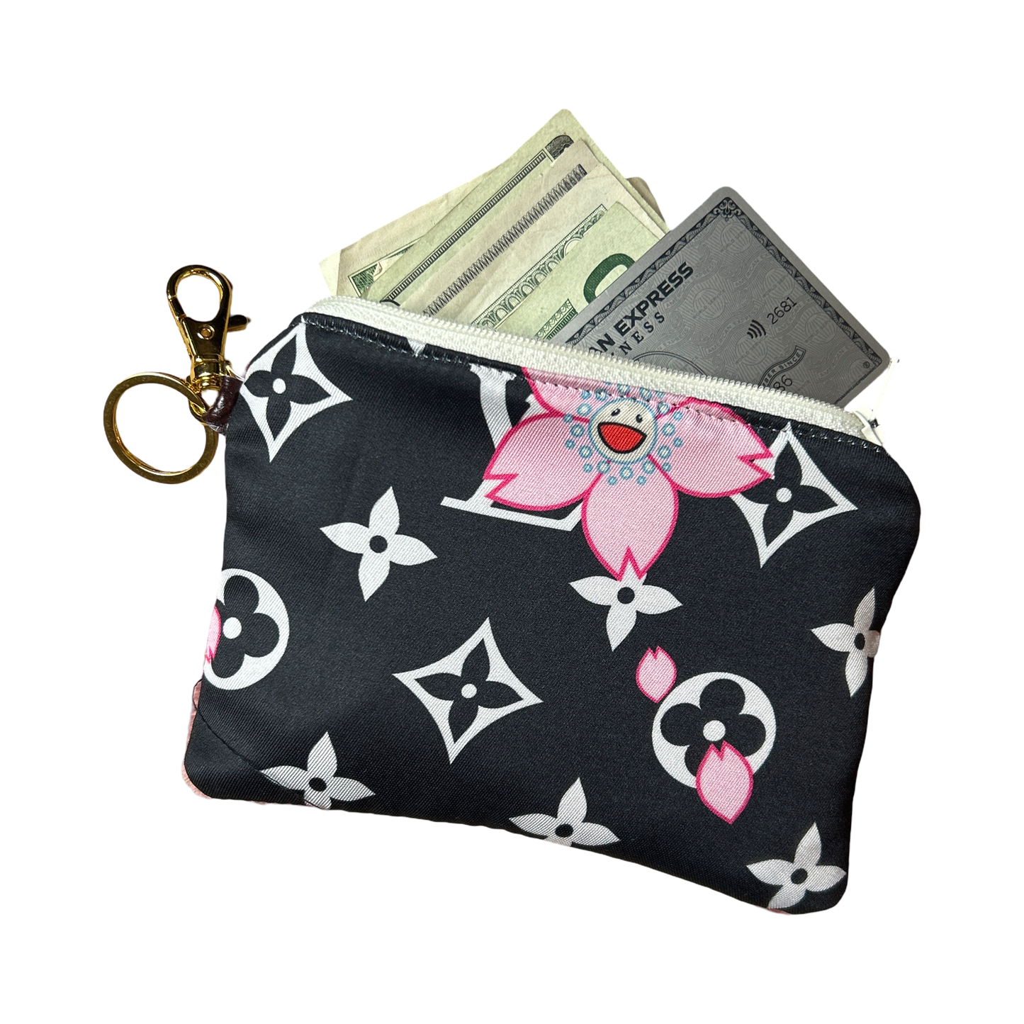 LV Monogram Flower   Silk Scarf Coffee Run Keychain Bag
