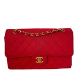 Chanel Classic Flap Medium   Red Nylon Satin with 24k Gold Plated HW