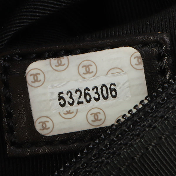 Chanel Around 1998 Made Caviar Skin Logo Embroidered Top Handle Bag Black