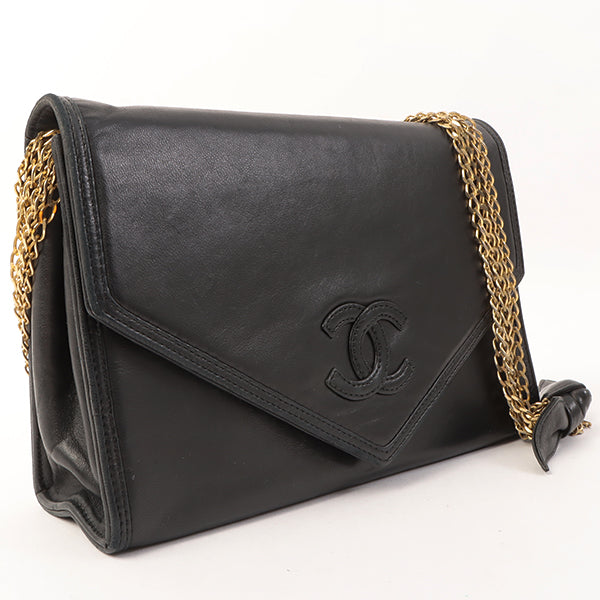 Chanel  Made Cc Mark Stitch Ribbon Chain Shoulder Bag Black