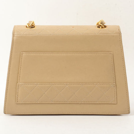 Chanel Around 1990 Made Design Flap Turn-Lock Chain Bag With Pouch Beige