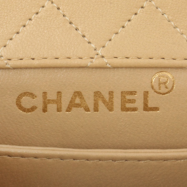 Chanel Around 1990 Made Design Flap Turn-Lock Chain Bag With Pouch Beige