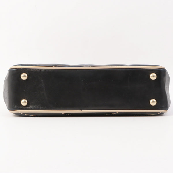 Chanel Around 2003 Made Bicolor Straight Flap Turn-Lock Chain Bag Black/Beige