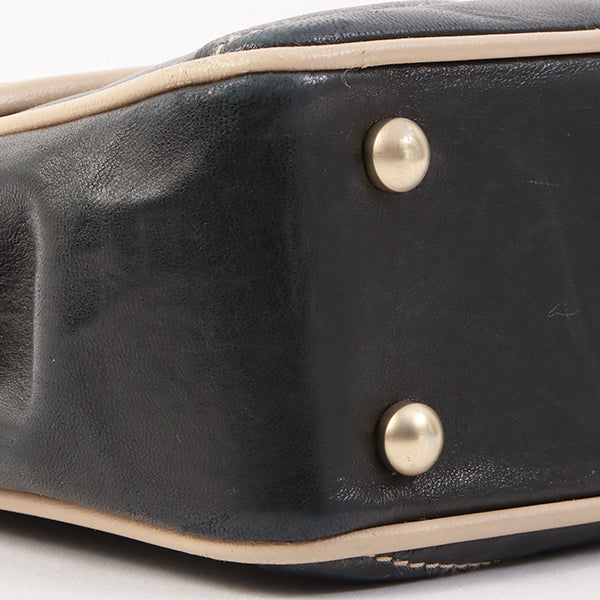 Chanel Around 2003 Made Bicolor Straight Flap Turn-Lock Chain Bag Black/Beige