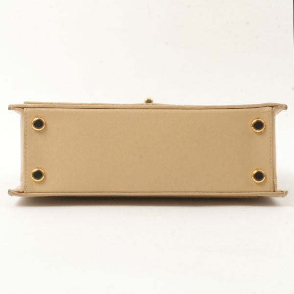 Chanel Around 1990 Made Design Flap Turn-Lock Chain Bag With Pouch Beige