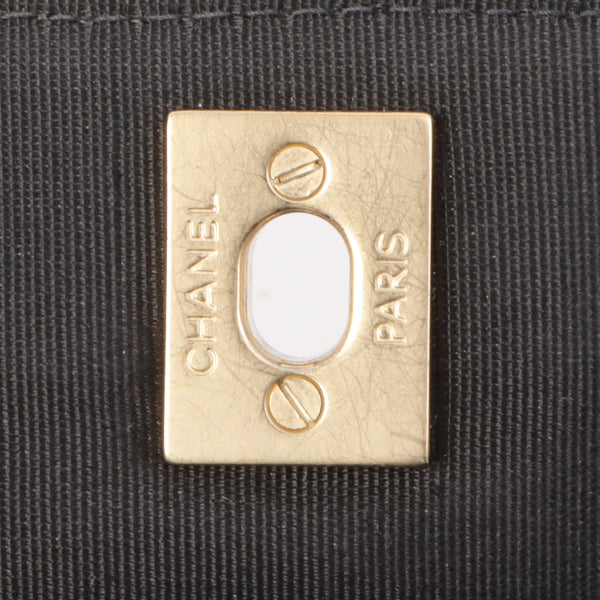 Chanel Around 2003 Made Bicolor Straight Flap Turn-Lock Chain Bag Black/Beige