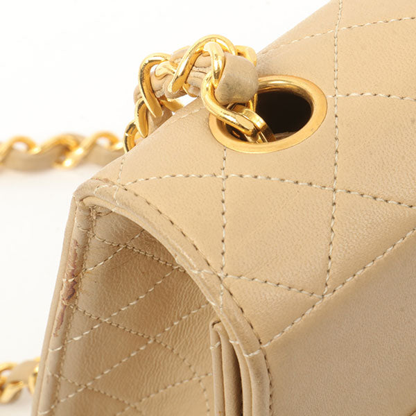 Chanel Around 1990 Made Design Flap Turn-Lock Chain Bag With Pouch Beige