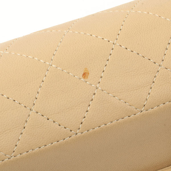Chanel Around 1990 Made Design Flap Turn-Lock Chain Bag With Pouch Beige