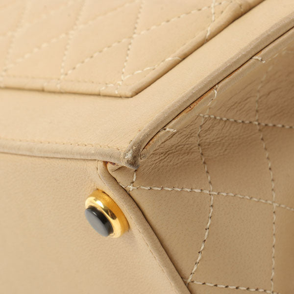 Chanel Around 1990 Made Design Flap Turn-Lock Chain Bag With Pouch Beige