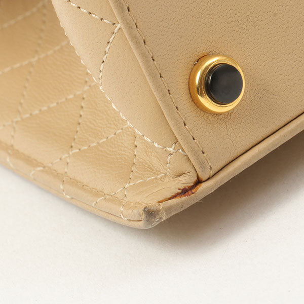 Chanel Around 1990 Made Design Flap Turn-Lock Chain Bag With Pouch Beige