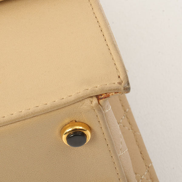 Chanel Around 1990 Made Design Flap Turn-Lock Chain Bag With Pouch Beige