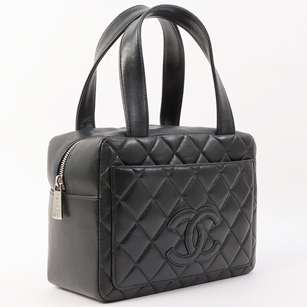 Chanel Around 2000 Made Cc Mark Stitch Top Handle Bag Mini Black