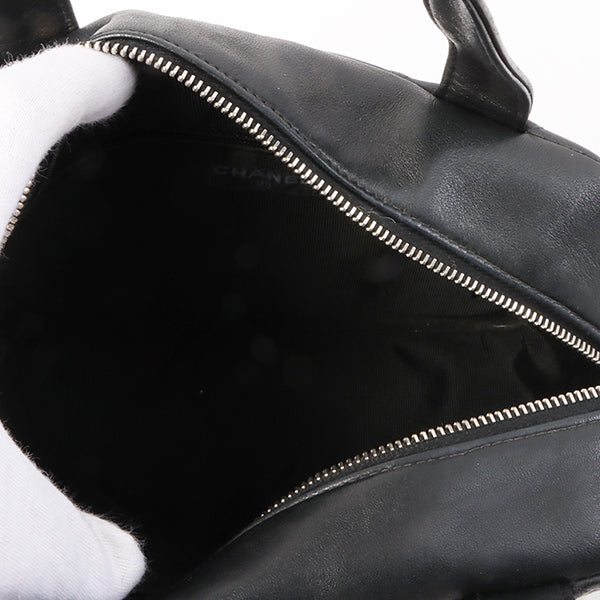 Chanel Around 2000 Made Cc Mark Stitch Top Handle Bag Mini Black