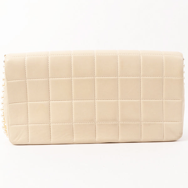 Chanel Around 2002 Made Chocolate Bag Pearl Chain Shoulder Bag Beige