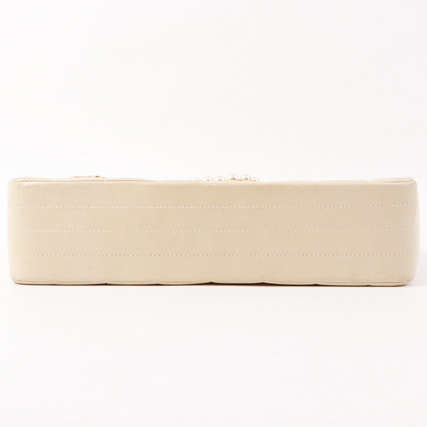 Chanel Around 2002 Made Chocolate Bag Pearl Chain Shoulder Bag Beige