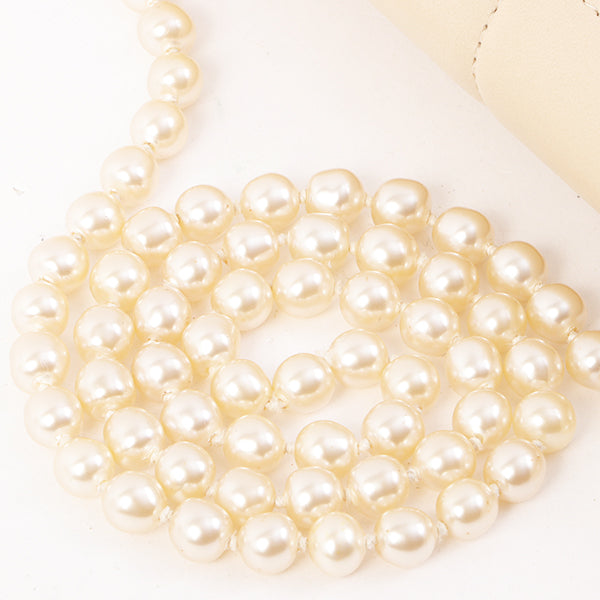 Chanel Around 2002 Made Chocolate Bag Pearl Chain Shoulder Bag Beige