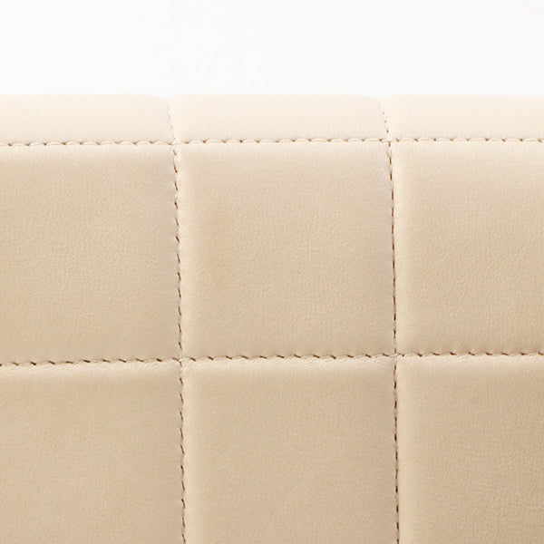 Chanel Around 2002 Made Chocolate Bag Pearl Chain Shoulder Bag Beige