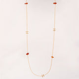 CHANEL 1997 Made Stone Cc Mark Pate Long Necklace Brown