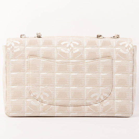 Chanel Around 2001 Made New Travel Line Turn-Lock Chain Bag Beige