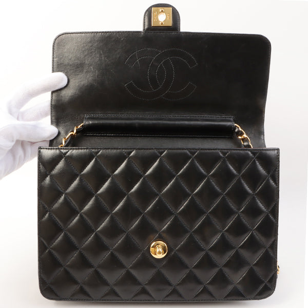 Chanel Around 2002 Made Turn-Lock Chain Bag Black