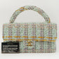 Chanel Around 1992 Made Tweed Classic Flap Handbag Mint Green