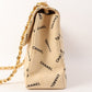 Chanel Around 1995 Made Canvas Logo Print Classic Flap Chain Bag Maxi Beige
