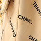 Chanel Around 1995 Made Canvas Logo Print Classic Flap Chain Bag Maxi Beige