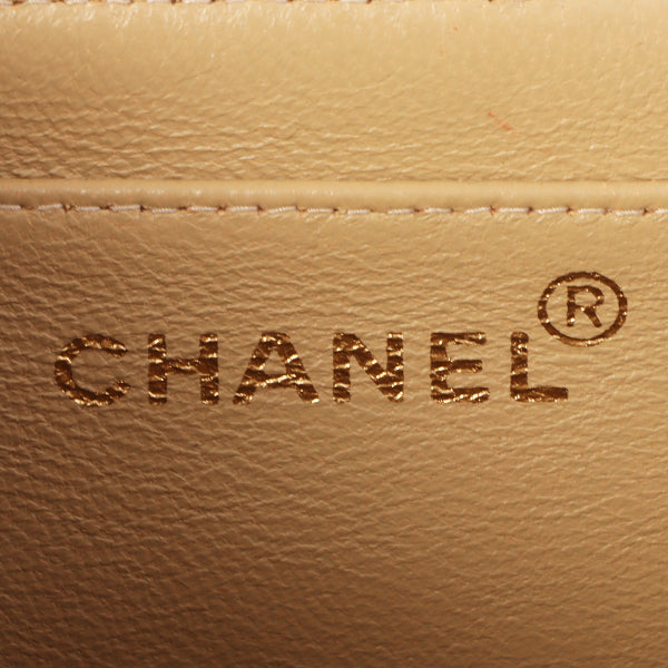 Chanel Around 1995 Made Canvas Logo Print Classic Flap Chain Bag Maxi Beige