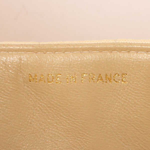 Chanel Around 1995 Made Canvas Logo Print Classic Flap Chain Bag Maxi Beige