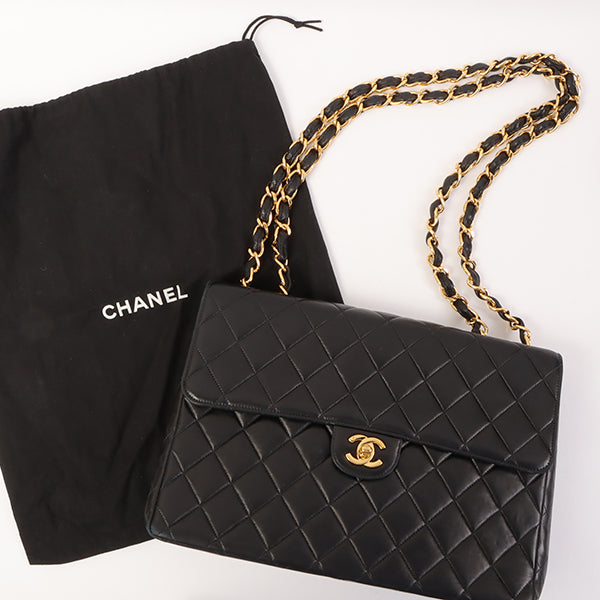 CHANEL Around 2000 Made Classic Flap Chain Bag Jumbo Black