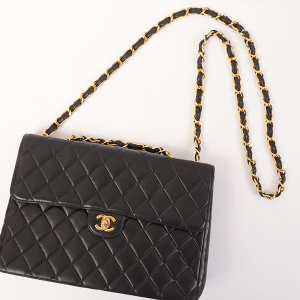 CHANEL Around 2000 Made Classic Flap Chain Bag Jumbo Black