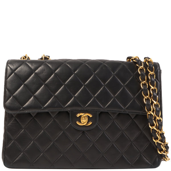 CHANEL Around 2000 Made Classic Flap Chain Bag Jumbo Black