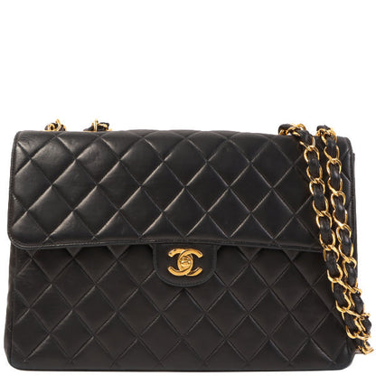 CHANEL Around 2000 Made Classic Flap Chain Bag Jumbo Black