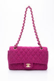CHANEL Magenta Tweed Flap Shoulder Bag