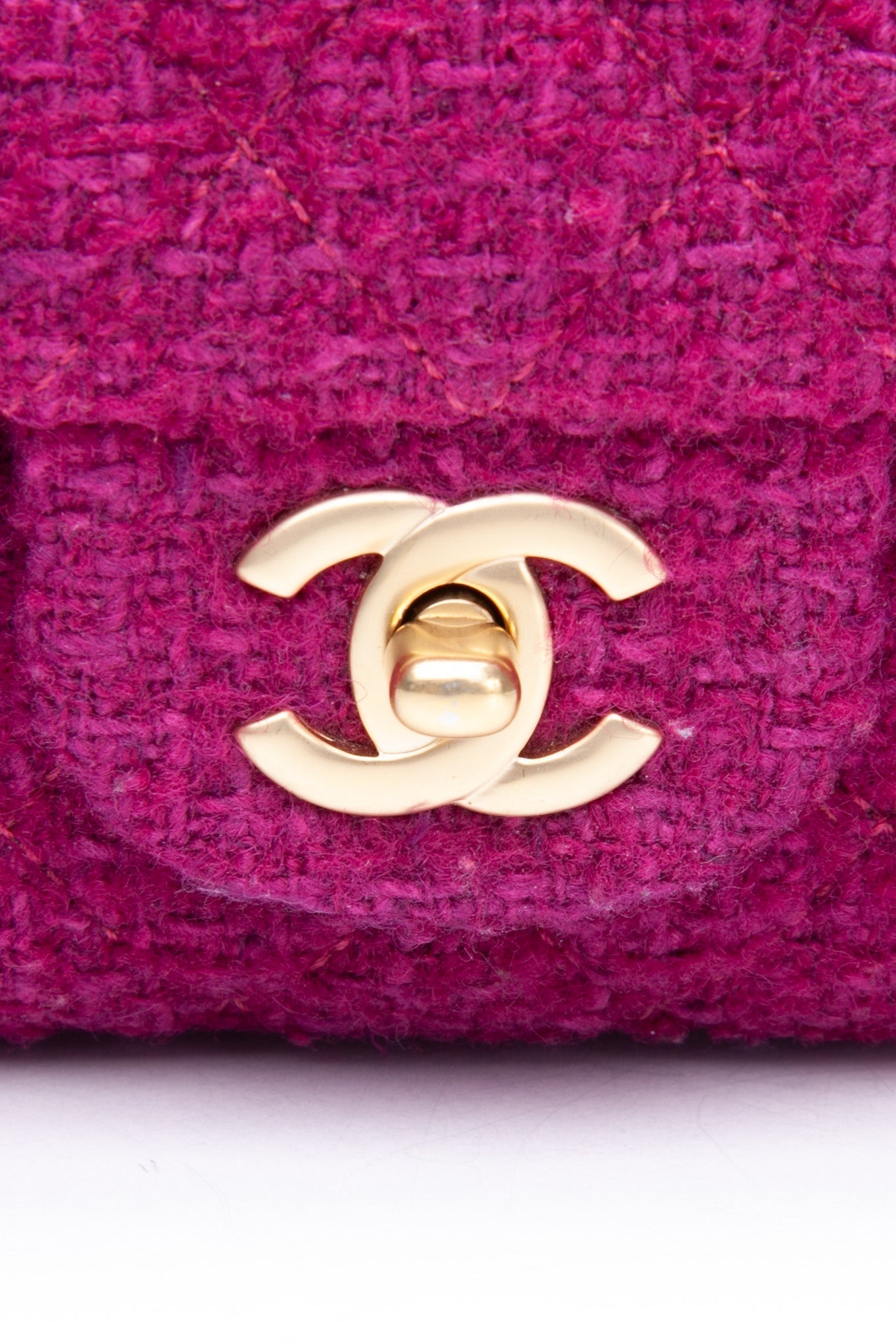 CHANEL Magenta Tweed Flap Shoulder Bag