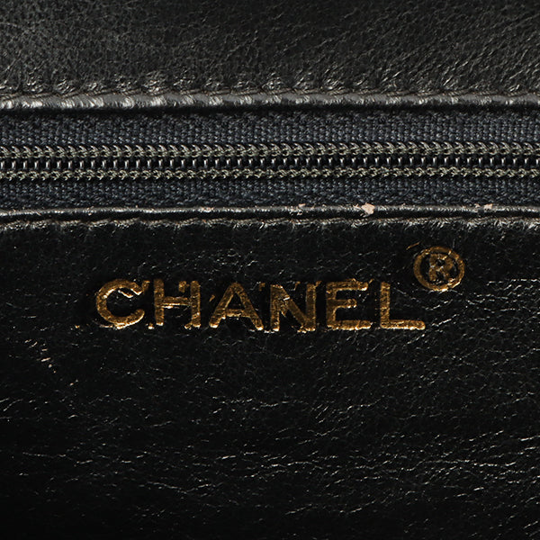 Chanel Around 1990 Made Velour Cc Mark Stitch Metal Clasp Shoulder Bag Black