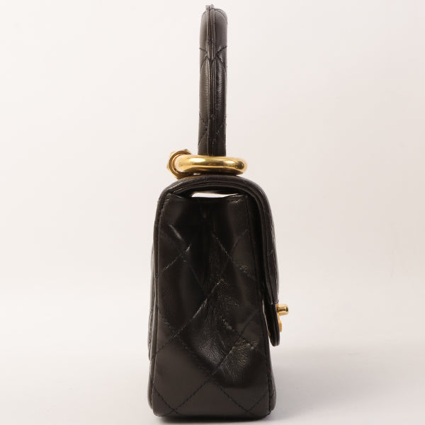 Chanel Around 1995 Made Classic Flap Handbag With Micro Bag Black